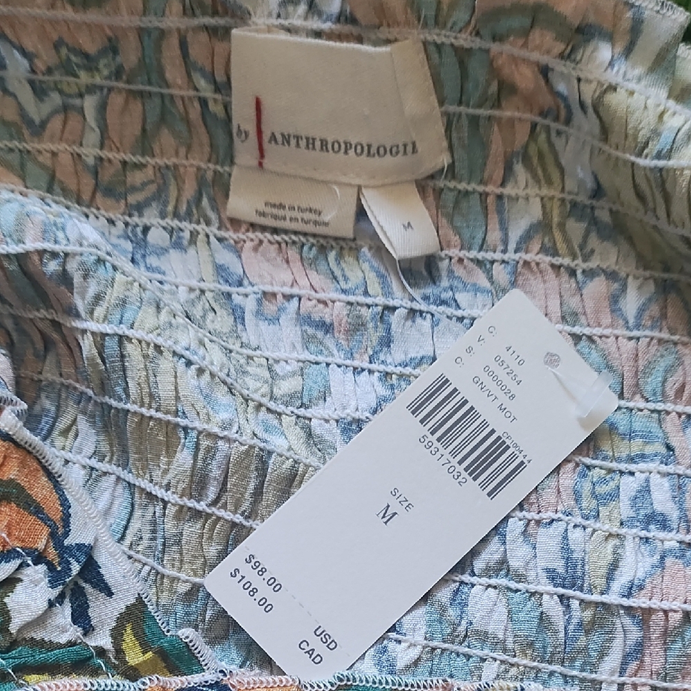 Anthropology Smocked Floral Top - Picture 2 of 6